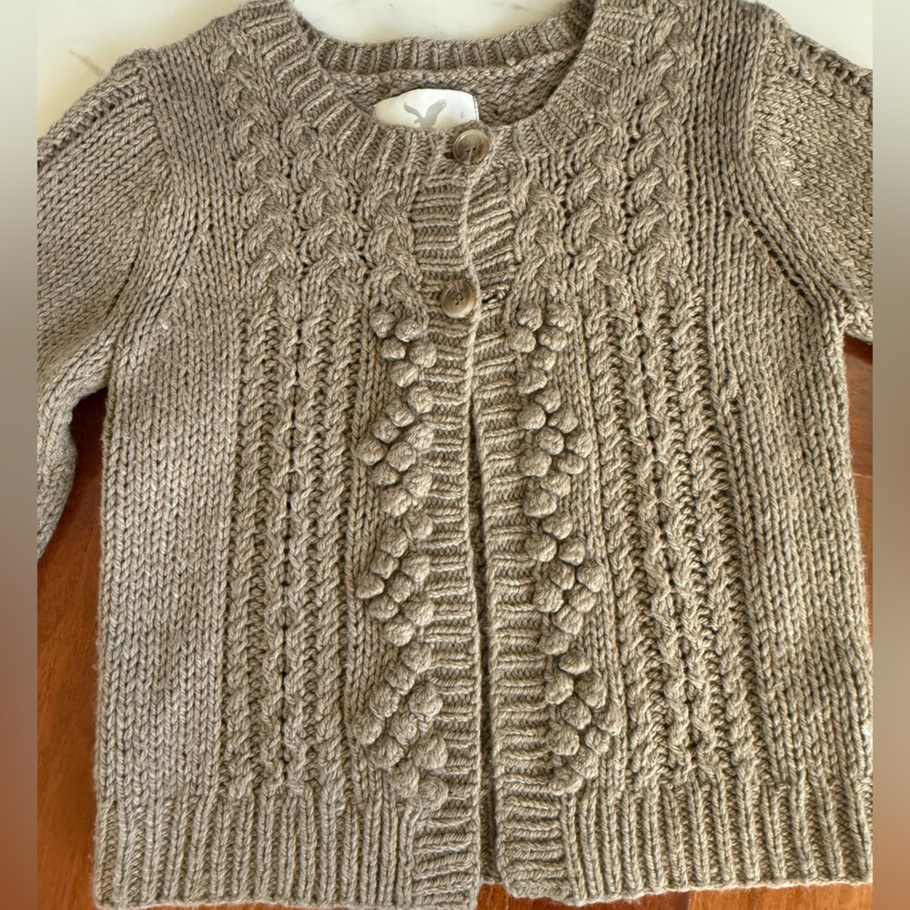 American Eagle Women's Knit Cardigan Sweater Taupe Beige Brown AEO Size S / SP - Picture 11 of 16